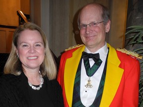 The Calgary Highlanders 70th Grand Highland Military Ball, held March 2 at the Fairmont Palliser was a fabulous evening of pomp and pageantry. Further, the event recognized the dedication and service of Calgary's serving men and women. Pictured are Hon. Col Lauchlan Currie, CEO ARC Financial, ball chairman and evening host with his wife Karen Currie.
