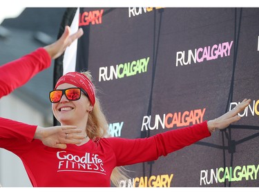 Good Life Fitness helped warm up runners before the start of the Scotiabank Calgary Marathon at Stampede Park on Sunday May 26, 2019.
