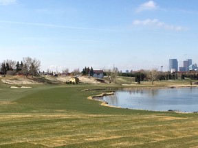 The finishing hole at city-owned McCall Lake Golf Course, which reopens for sneak-preview play on Friday, May 17 after a $6.7-million renovation project.