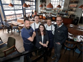 From Left: Stephen Phipps, bar manager; Joe Sokoloff, chef de cuisine; Amy Campbell, GM, J.P. Pedhirney, senior culinary director; and Dewey Noordhof, director of operations of Lulu Bar. Darren Makowichuk/Postmedia