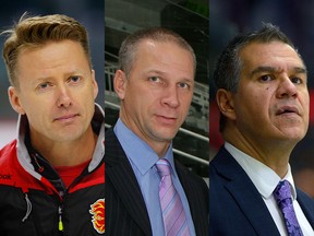 From left, new Edmonton Oilers assistant coaches Glen Gulutzan, Trent Yawney and Manny Viveiros.