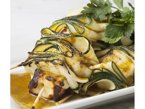 Zucchini Halloumi Skewers with Lemon Parsley Dressing for ATCO Blue Flame Kitchen for May 22, 2019; image supplied by ATCO Blue Flame Kitchen