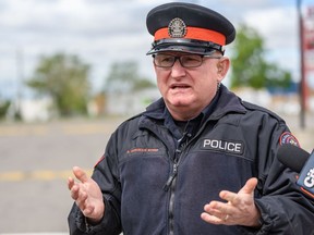 Sergeant Bradley Norman explains the situation street car racers have created in Calgary's southeast industrial area.