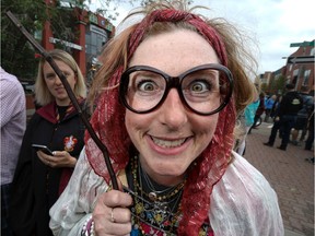 Tannis Claussen dressed up as Professor Trelawney in honour of the new Harry Potter book in Calgary, Ab., on Sunday July 31, 2016. Hundreds of Potter fans thronged Kensington which was reimagined as Diagon Alley to celebrate the release of Harry Potter And The Cursed Child.