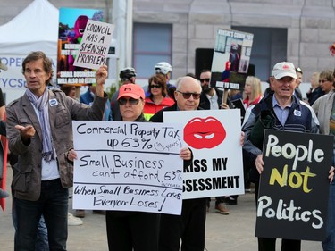 Hundreds of Calgary business owners rallied outside City Hall to protest huge hikes in business taxes on Monday morning June 10, 2019. Gavin Young/Postmedia