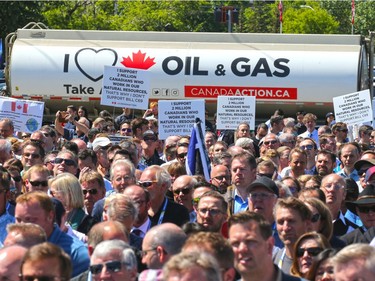 Several thousand pro pipeline protesters rallied at Stampede Park during the Global Petroleum Show in Calgary on Tuesday, June 11, 2019. Gavin Young/Postmedia