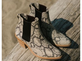 The Heeled Chelsea Boot in Snake Print at Poppy Barley. Photo courtesy Britney Gill stampede style