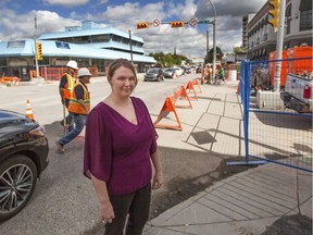 Allisyn Howard, general manager of Prema Wellness Centre, stands outside the business at the corner of 14th Street and 17th Avenue S.W. on Tuesday, June 25, 2019. The business has been facing various issues with the 17th avenue construction.