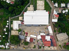 Aerial view of the Siglo XXI immigrant detention centre in Tapachula, Chiapas State, in southern Mexico, taken on June 6, 2019. - Mexico said on June 11 it has launched a committee to implement its deal with the United States on curbing undocumented migration in return for a reprieve from President Donald Trump's threatened tariffs. Under the deal, Mexico has agreed to bolster security on its southern border and expand its policy of taking back asylum-seekers as the US processes their claims. (Photo by Pedro PARDO / AFP)PEDRO PARDO/AFP/Getty Images