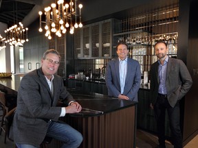 Scott Hutcheson, from left, executive chair of the board at Aspen Properties, with president and chief executive officer Greg Guatto  and chief operating officer Rob Blackwell.
