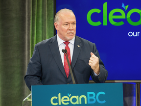B.C. Premier John Horgan announces details of his government's climate plan in December 2019.