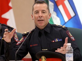 Calgary Chief Constable Mark Neufeld during his first Calgary police commission public meeting in Calgary on Tuesday, June 25, 2019.