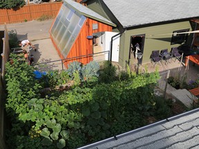 The focus of this retrofit home, featured on the Eco Solar Tour in Calgary, is growing food. It features permaculture gardens, an outdoor kitchen, a four-season greenhouse, rainwater harvesting and a food forest.