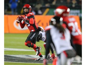 Calgary Stampeders quarterback Bo Levi Mitchell looks for a receiver during Grey Cup action against the Ottawa Redblacks at Commonwealth Stadium in Edmonton on Sunday November 25, 2018.  Gavin Young/Postmedia