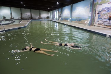 Ladies Floating in Cold Pool Deep End