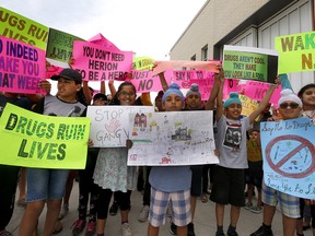 Protestors marched from Nelson Mandela High School to a police station in Saddle Ridge on Sunday, June 2, 2019, to raise awareness about crime and drugs in schools.
