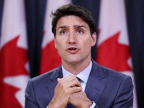 Prime Minister Justin Trudeau speaks during a news conference in Ottawa on June 18, 2019, about the decision to approve the Trans Mountain expansion.