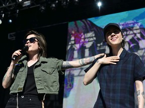 Tegan and Sara perform at  LOVELOUD Festival 2019 at USANA Amphitheatre on June 29, 2019 in West Valley City, Utah.