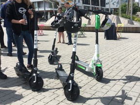 The first fleet of electric scooters will hit Calgary streets within a week, as two companies, Lime and Bird, are expected to operate within the city during its 16-month pilot program. Sammy Hudes/Postmedia