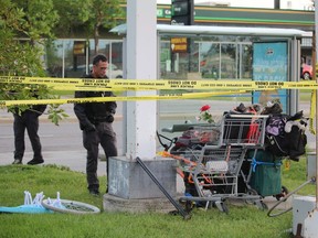 Calgary police investigate a serious assault in the 3500 block of 32nd Ave N.E. after a man was left in life-threatening condition on Thursday, July 18th 2019.