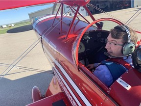 Postmedia's Brodie Thomas on a media flight for the Wings over Springbank Airshow on July 26, 2019.