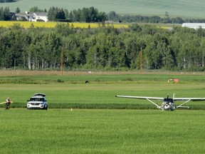 The scene near the Cu Nim Gliding Club near Black Diamond where two people died in a crash. Friday, July 26, 2019.