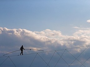 Nik Wallenda completed his world record high wire walk across the Calgary Stampede midway on Monday evening, July 8, 2019.