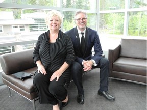 Pictured with reason to smile at the Banff Centre's 40th Midsummer Ball Weekend held July 19-21 are Janice Price, president and CEO, Banff Centre for Arts and Creativity, and board chair David Weyant.