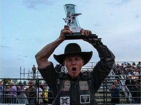 Jackson Scott added another $4,200 to his earnings by winning the the second night of the 20th annual Cody Snyder Charity Bullbustin' at Grey Eagle Resort & Casino in Calgary with a total score of 171.5 on Wednesday July 4, 2019. Sean Libin / Special for Postmedia