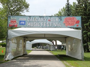 Crews are seen setting up for the 40th Calgary Folk Music Festival in Prince's Island Park on Monday, July 22, 2019.