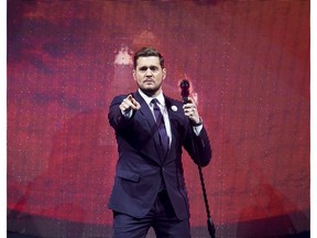 Michael Bublé sings to the crowd on Monday, April 15, 2019, in Edmonton.