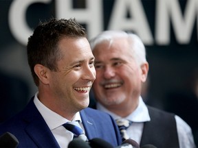 Councilor Jeff Davison speaks to the media as the council votes for a new arena in Calgary on Tuesday, July 30, 2019. Darren Makowichuk / Postmedia