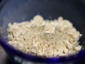 Protein powder made from peas at a facility in Winnipeg, Manitoba.