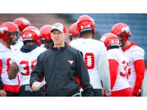 Calgary Stampeders Dave Dickenson during practice on Tuesday, July 16, 2019. The Stampeders will take on the Toronto Argonauts this Thursday at McMahon Stadium. Al Charest / Postmedia