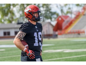 Calgary Stampeders quarterback Bo Levi Mitchell participates in team practice at McMahon Stadium on Tuesday, August 6, 2019. Azin Ghaffari/Postmedia Calgary