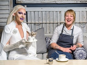 Drag artist Elektra Kute and chef Tracy Little pose for a photo at Yellow Door Bistro in Calgary on Monday, August 12, 2019. Azin Ghaffari/Postmedia Calgary