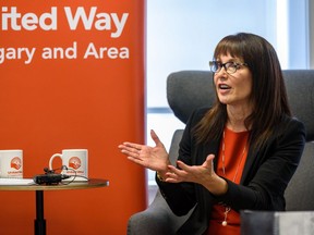 Karen Young, United Way of Calgary and Area president and CEO, speaks during a discussion of disruption in social services sector at The Social Impact Lab in Calgary on August 29, 2019.