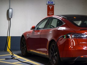 Pictured is an electric vehicle charging station at City of Calgary Civic Plaza Parkade on Friday, August 30, 2019.