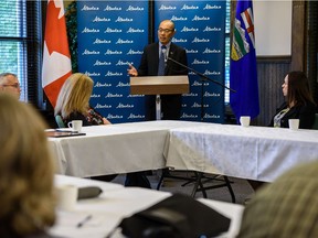 Associate Minister of Mental Health and Addictions Jason Luan speaks during a roundtable discussion to mark Overdose Awareness Day at McDougall Centre in Calgary on Friday, August 30, 2019.