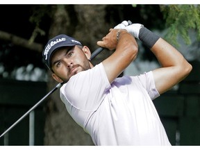 Hayden Buckley (USA) plays the first round of the 1932byBateman Open golf tournament during the PGA Mackenzie Tour at the Edmonton Country Club on Thursday August 1, 2019.