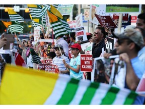 About 250 Calgarians rallied in support of the people of Kashmir at City Hall on Sunday August 18, 2019. Kashmir has been torn by recent violence.  Gavin Young/Postmedia