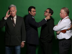 Left to Right: Jerry Callaghan, Fadi Saghir, Adam Jamieson and Rich Davis in Simply Theatre's Glengarry Glen Ross. Photo by Andre Goulet.