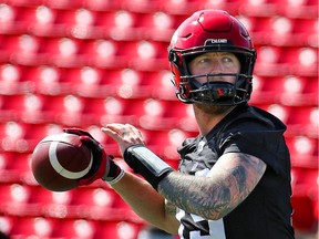 Calgary Stampeders quarterback Bo Levi Mitchell was off the injured list and throwing passes during practise at McMahon Stadium in Calgary on Thursday, August 29, 2019. Gavin Young/Postmedia