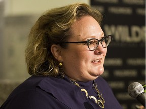 Sarah Hoffman speaks to the media in 2017.