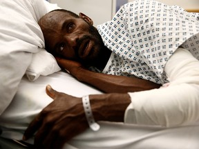 Mohammed Adam Oga, an Ethiopian migrant and the lone survivor of an eleven-day journey across the Mediterranean, speaks to Reuters from his hospital bed at Mater Dei Hospital in Tal-Qroqq, Malta August 17, 2019. Picture taken August 17, 2019.  REUTERS/Darrin Zammit Lupi ORG XMIT: HFS DZL09