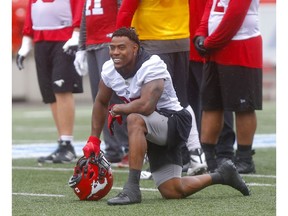 Calgary Stampeders RB, Ka'Deem Carey during practice at McMahon for Mondays Labour Day classic game against the Eskimos in Calgary on Saturday, August 31, 2019. Darren Makowichuk/Postmedia