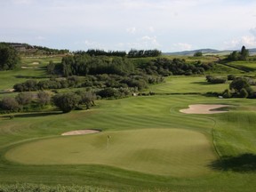 Hole 11 of Wes Gilbertson's Awesome 18, a risk-reward par-4 at Sirocco Golf Club