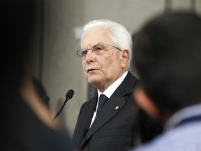 Sergio Mattarella, Italy's president, speaks during a news conference at the Quirinale Palace in Rome, Italy, on Thursday, Aug. 22, 2019. Mattarella is meeting with the country's main political leaders on Thursday in a bid to either carve out a viable governing coalition or pave the way for early elections. Photographer: Alessia Pierdomenico/Bloomberg ORG XMIT: 775393667