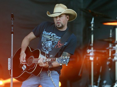 Country musician Jason Aldean closes out the night on the third day of the Country Thunder music festival, held at Prairie Winds Park in Calgary Saturday, August 17, 2019. Dean Pilling/Postmedia