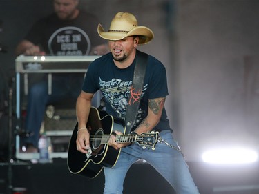 Country musician Jason Aldean closes out the night on the third day of the Country Thunder music festival, held at Prairie Winds Park in Calgary Saturday, August 17, 2019. Dean Pilling/Postmedia